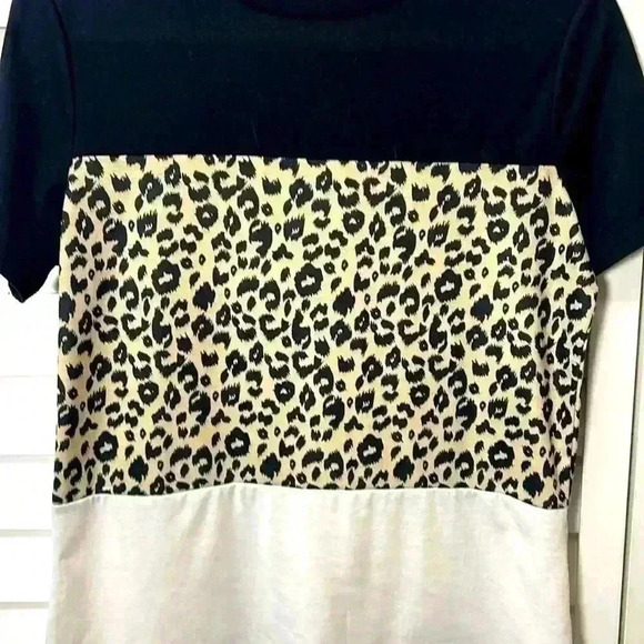 Blooming Jelly Colorblock Leopard Print Casual Short Sleeve Top Size Small - Picture 3 of 5